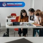 Students learning document security education in a classroom setting