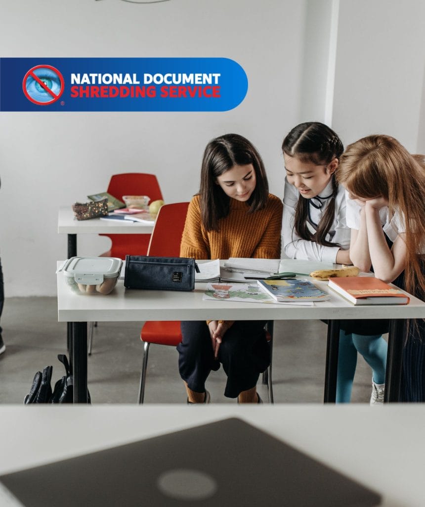 Students learning document security education in a classroom setting