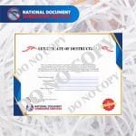 Example of an official Certificate of Destruction issued by National Shred, confirming secure document and data destruction in compliance with Australian privacy laws.