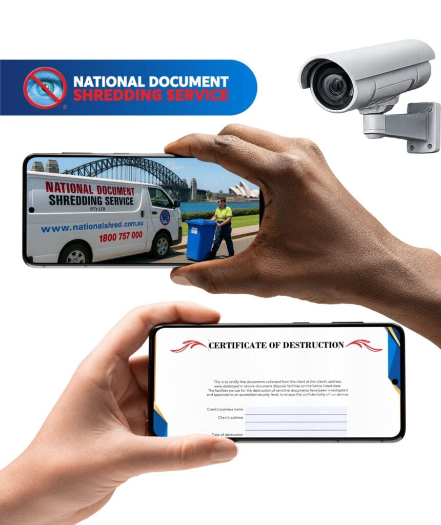 National document shredding service secure bins with certificate of destruction