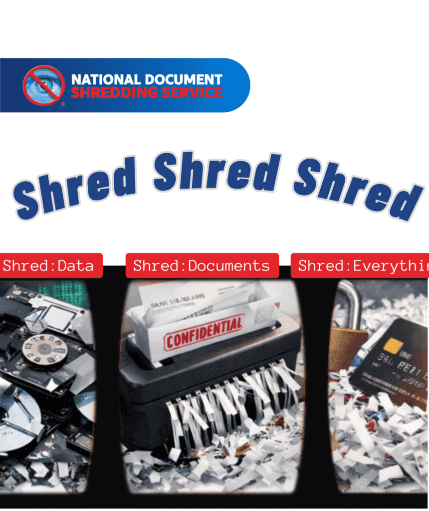 National Shred illustration representing secure document shredding, data destruction, and protection of personal information